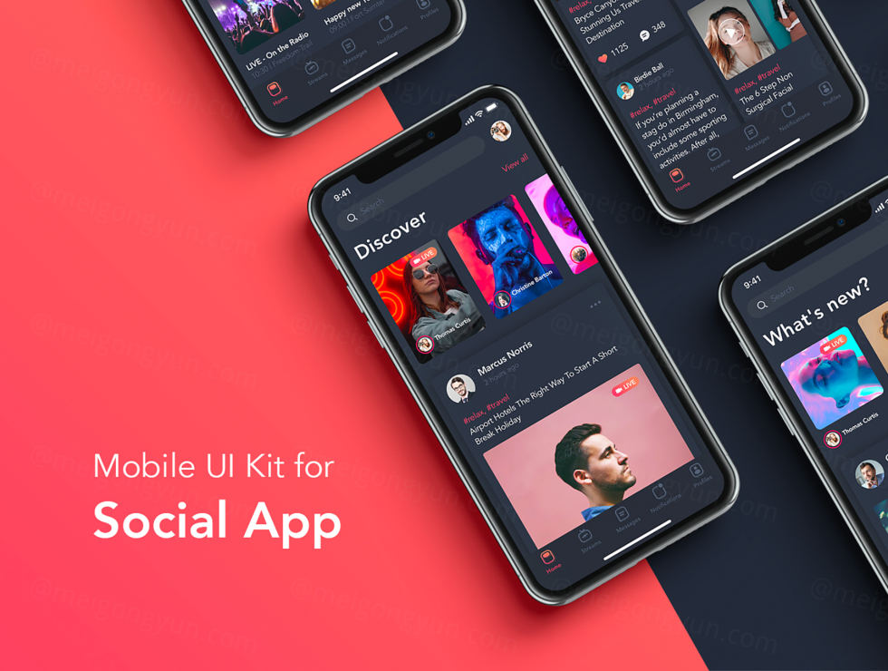 社交应用程序用户界面工具包app Sketch素材下载