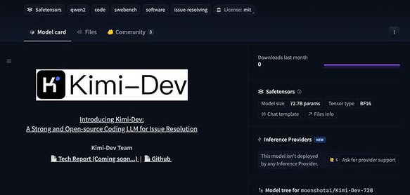 月之暗面发布Kimi-Dev-72B开源模型，打破编程基准记录！
