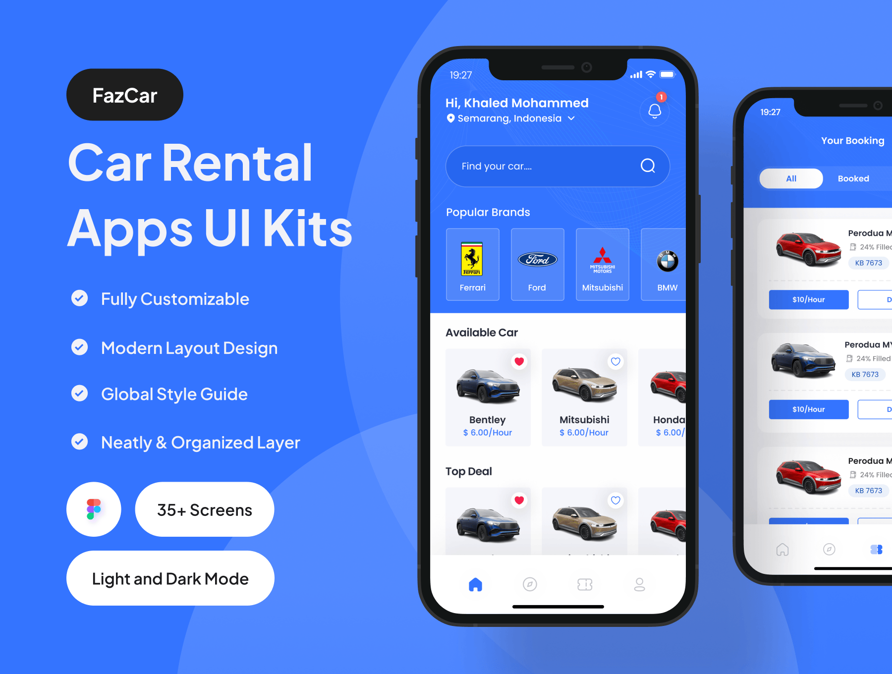 汽车租赁APP应用程序UI套件figma素材下载