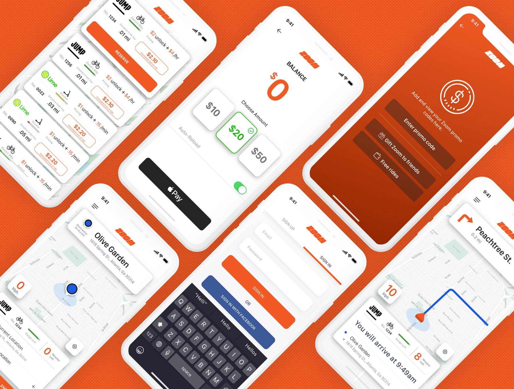 iOS版自行车/滑板车共享UI工具包app figma素材下载