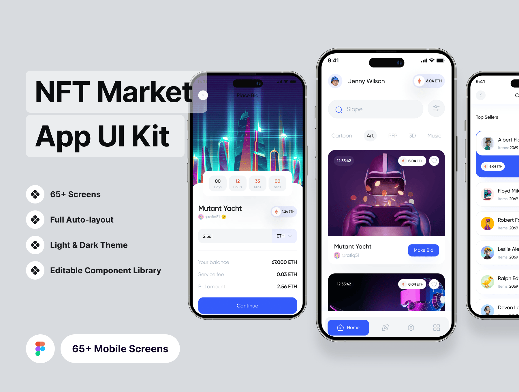 现代干净且美观的NFT 应用程序app素材下载fig