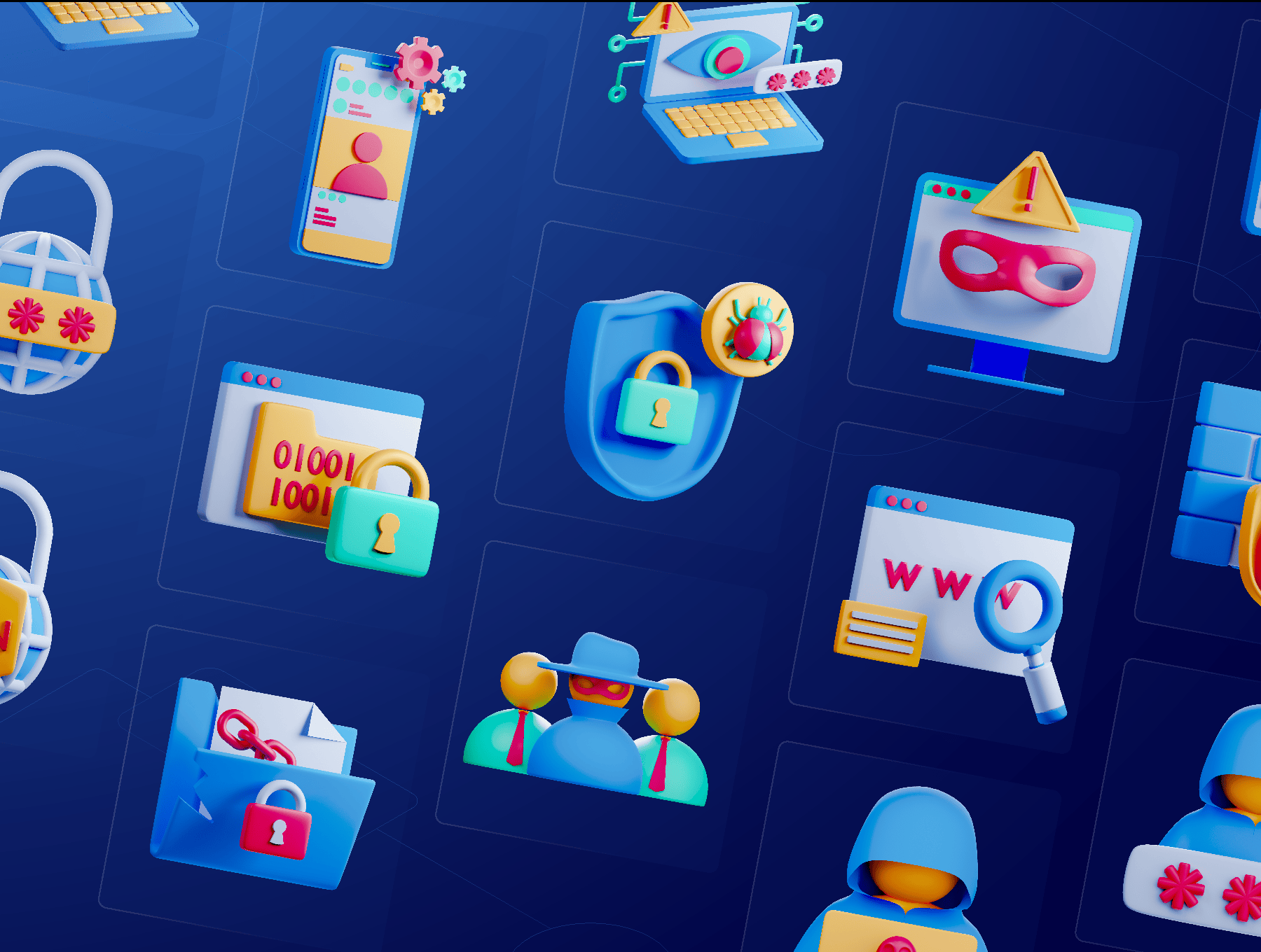 Blender网络安全3D图标集大全下载