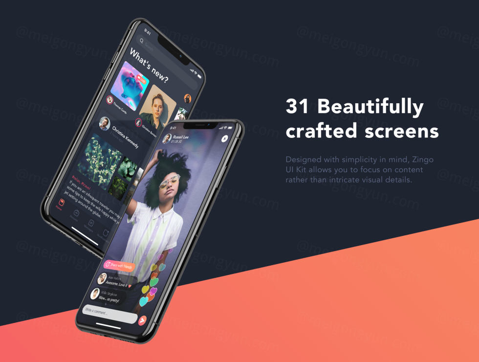 社交应用程序用户界面工具包app Sketch素材下载