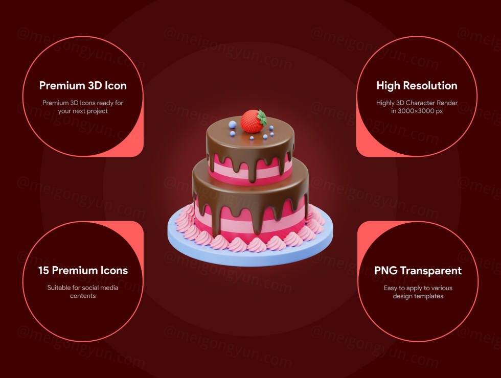 Blender高质量情人节七夕主题3D图标集大全下载