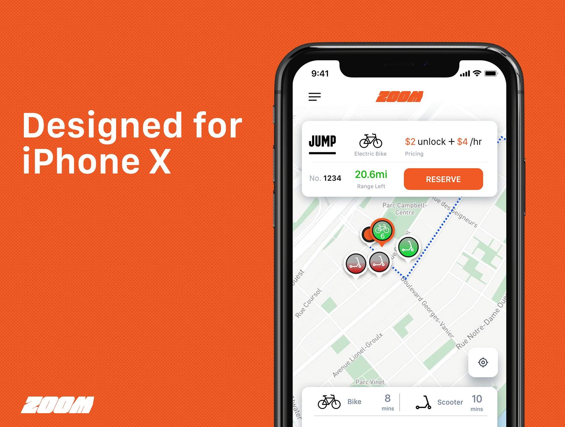 iOS版自行车/滑板车共享UI工具包app figma素材下载