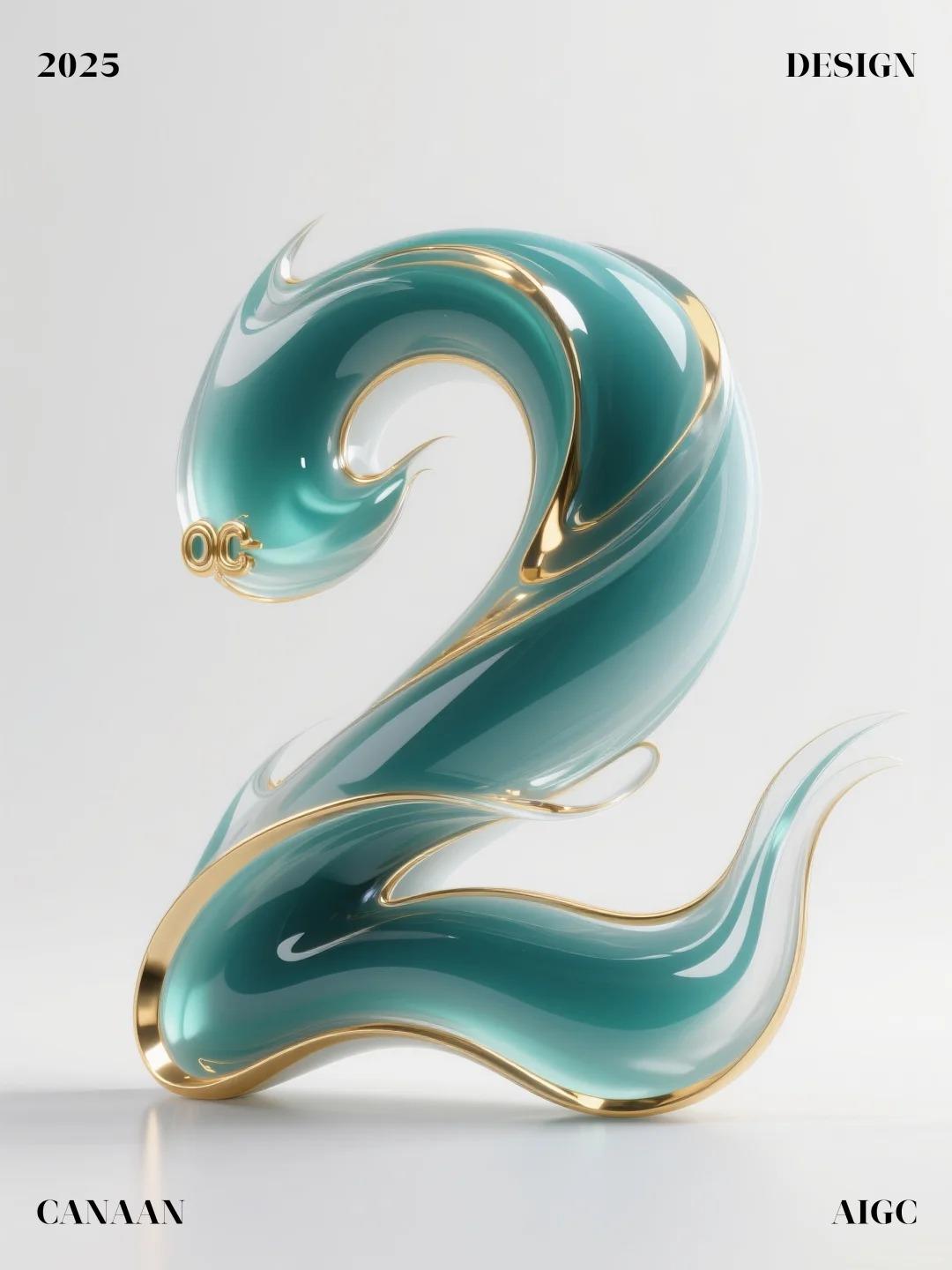 3D立体靛绿瓷字体设计