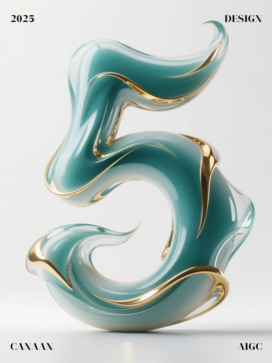 3D立体靛绿瓷字体设计