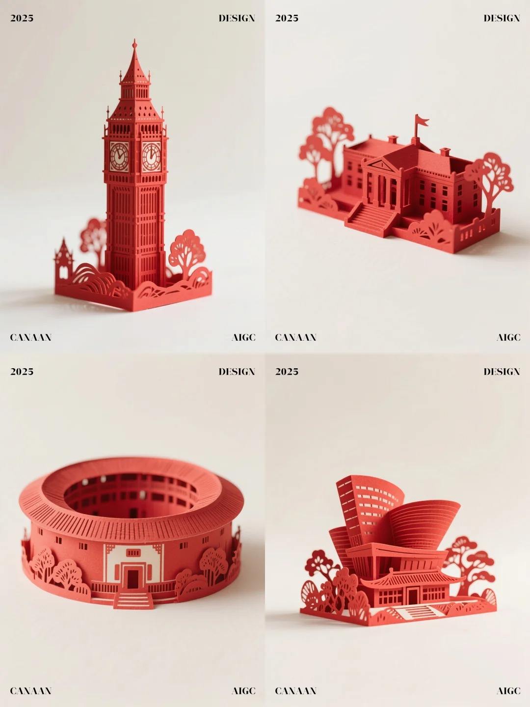 剪纸建筑艺术海报