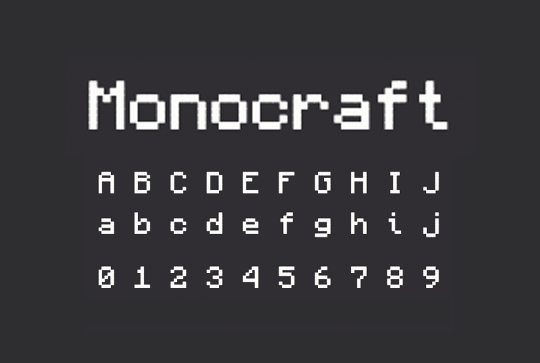 开源字体 | 等宽编程字体 Monocraft 免费商用像素风格英文字体下载