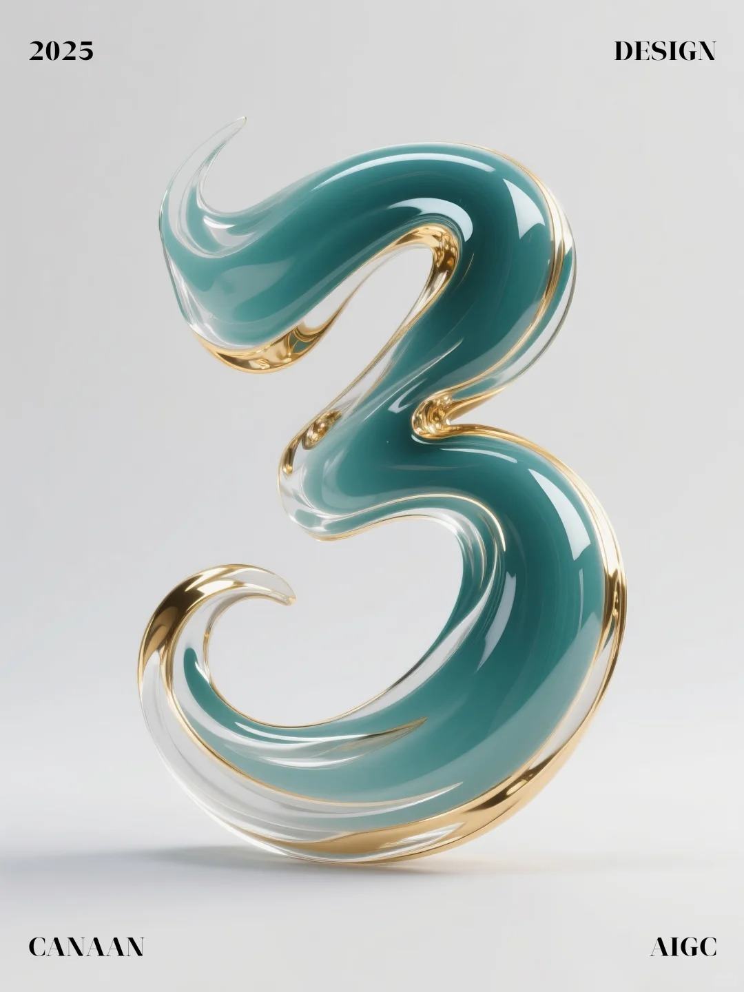 3D立体靛绿瓷字体设计