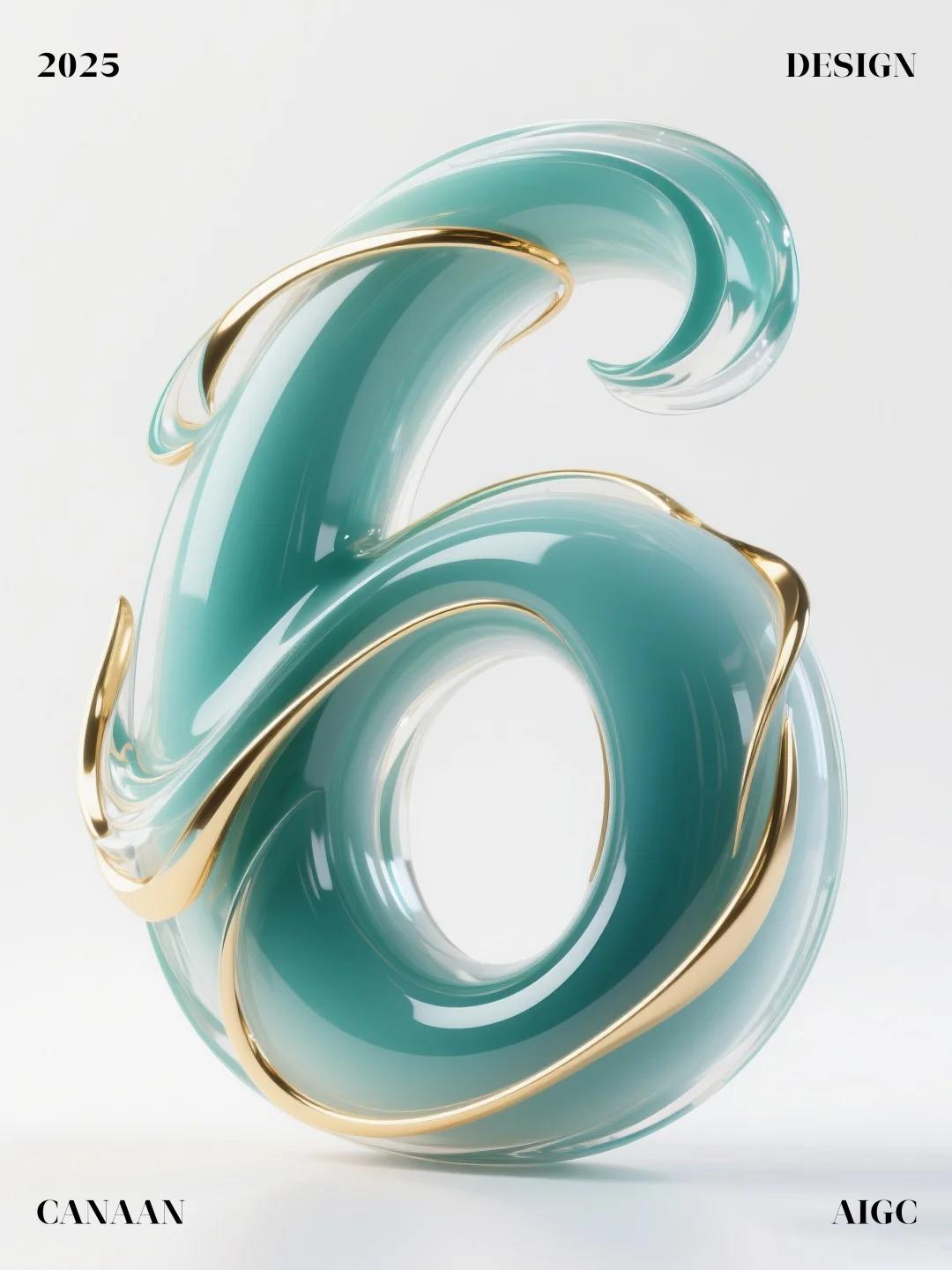 3D立体靛绿瓷字体设计