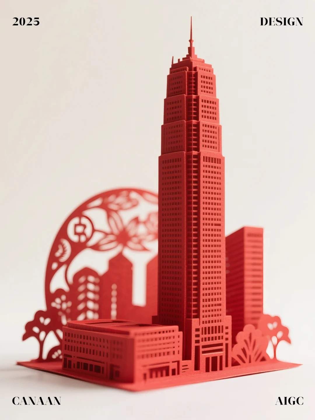 剪纸建筑艺术海报