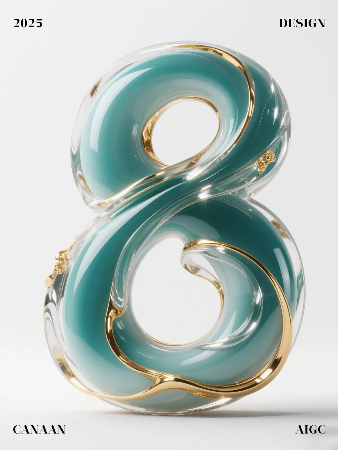 3D立体靛绿瓷字体设计