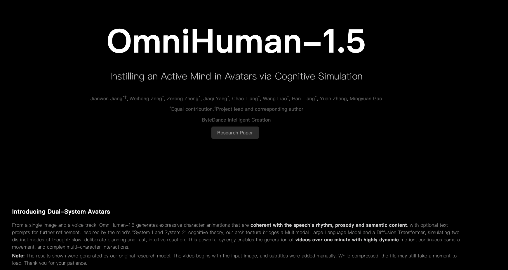 字节跳动OmniHuman-1.5发布：单图+音频秒变超真实视频，AI数字人技术再升级