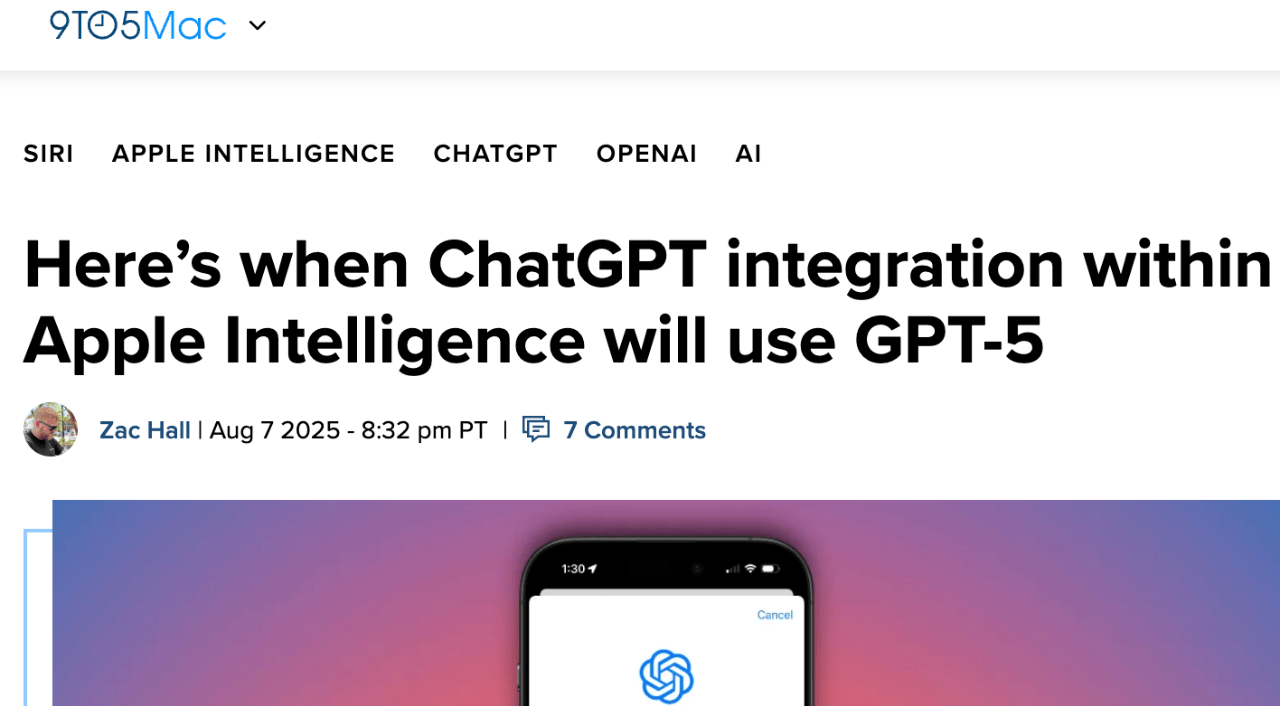 苹果即将升级Apple Intelligence至GPT-5：推动Siri与写作工具智能化