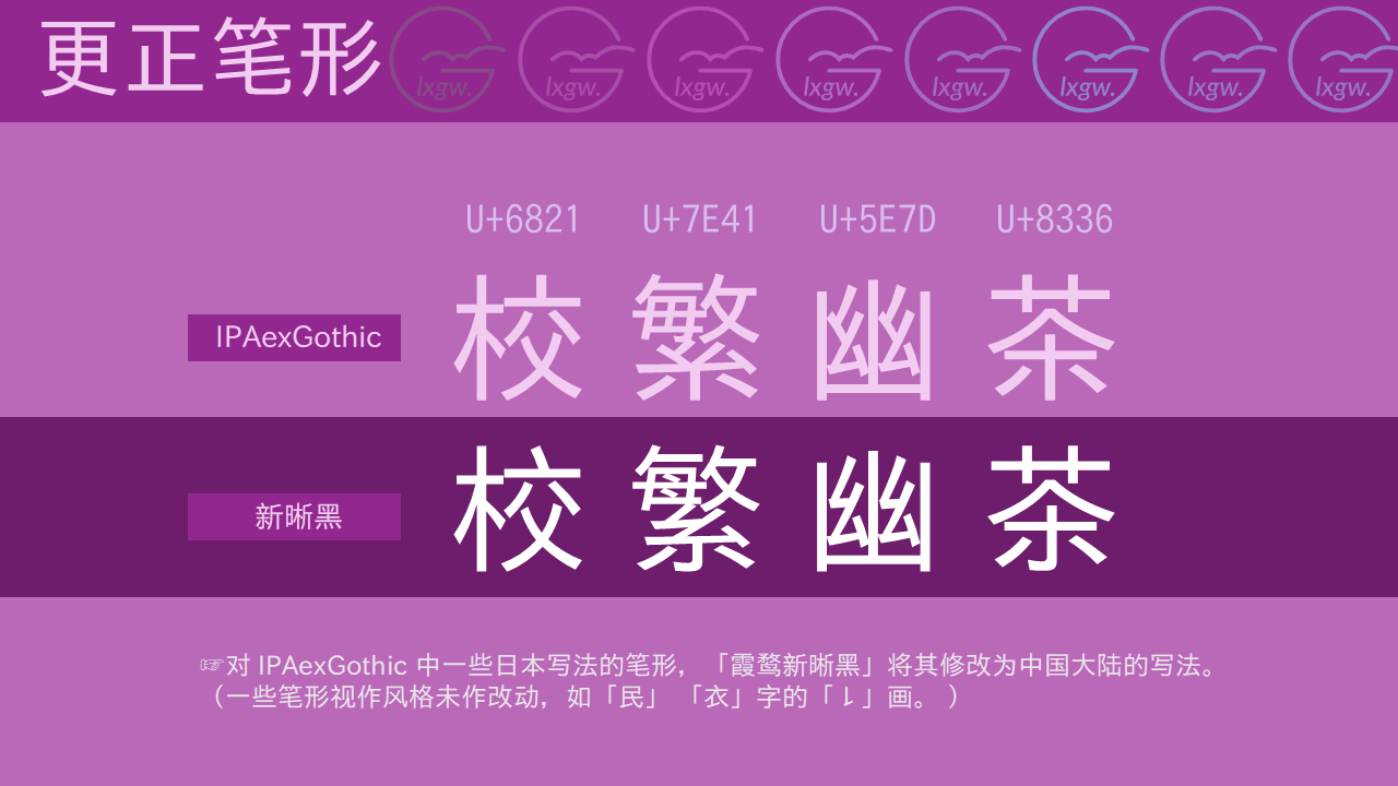 霞鹜新晰黑 / LXGW New Clear Gothic：免费下载的免费商用中文字体