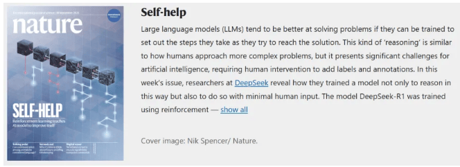 DeepSeek R1论文登上《Nature》封面,AI大模型首次通过同行评审