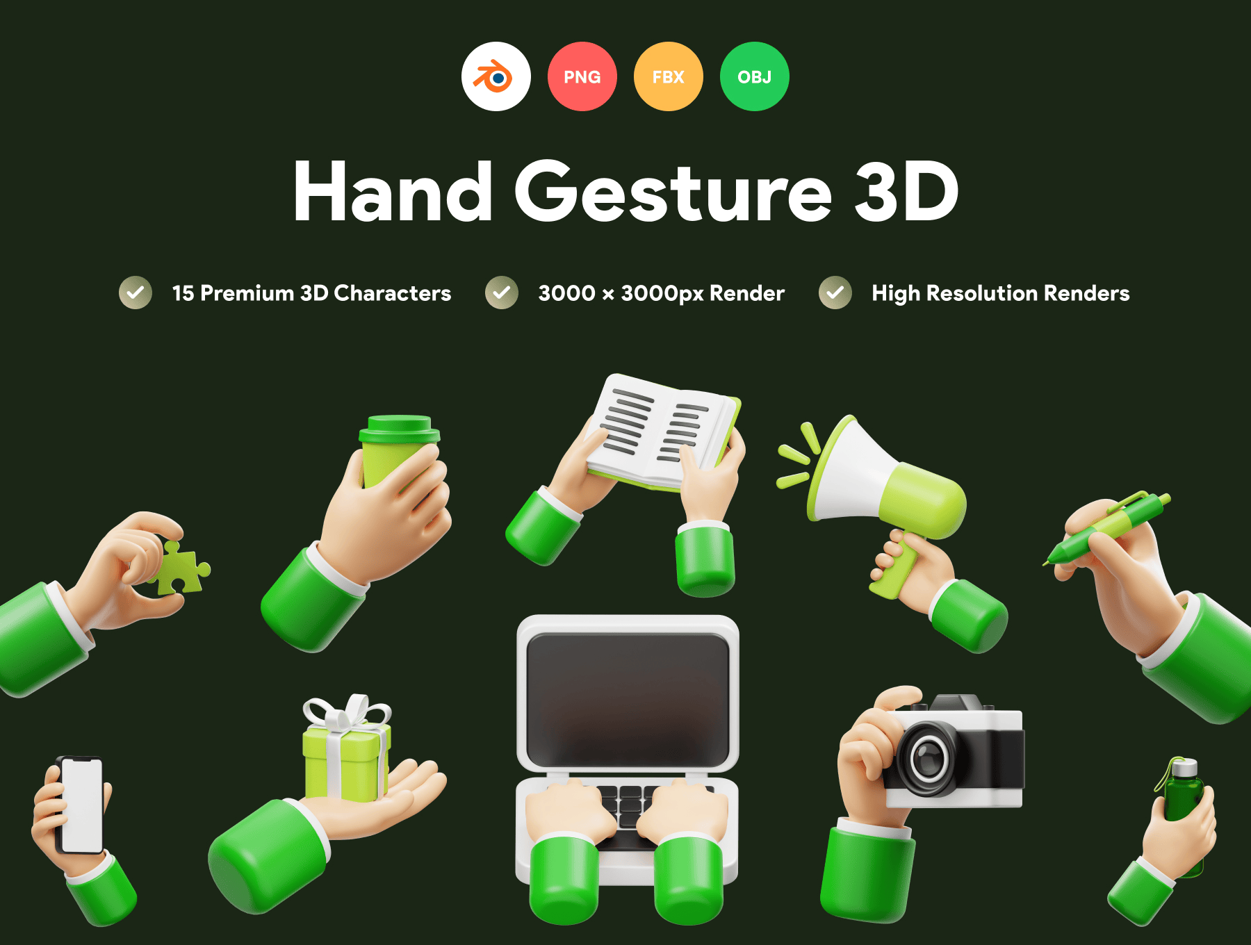 3D Icon 手势 3D图标素材下载