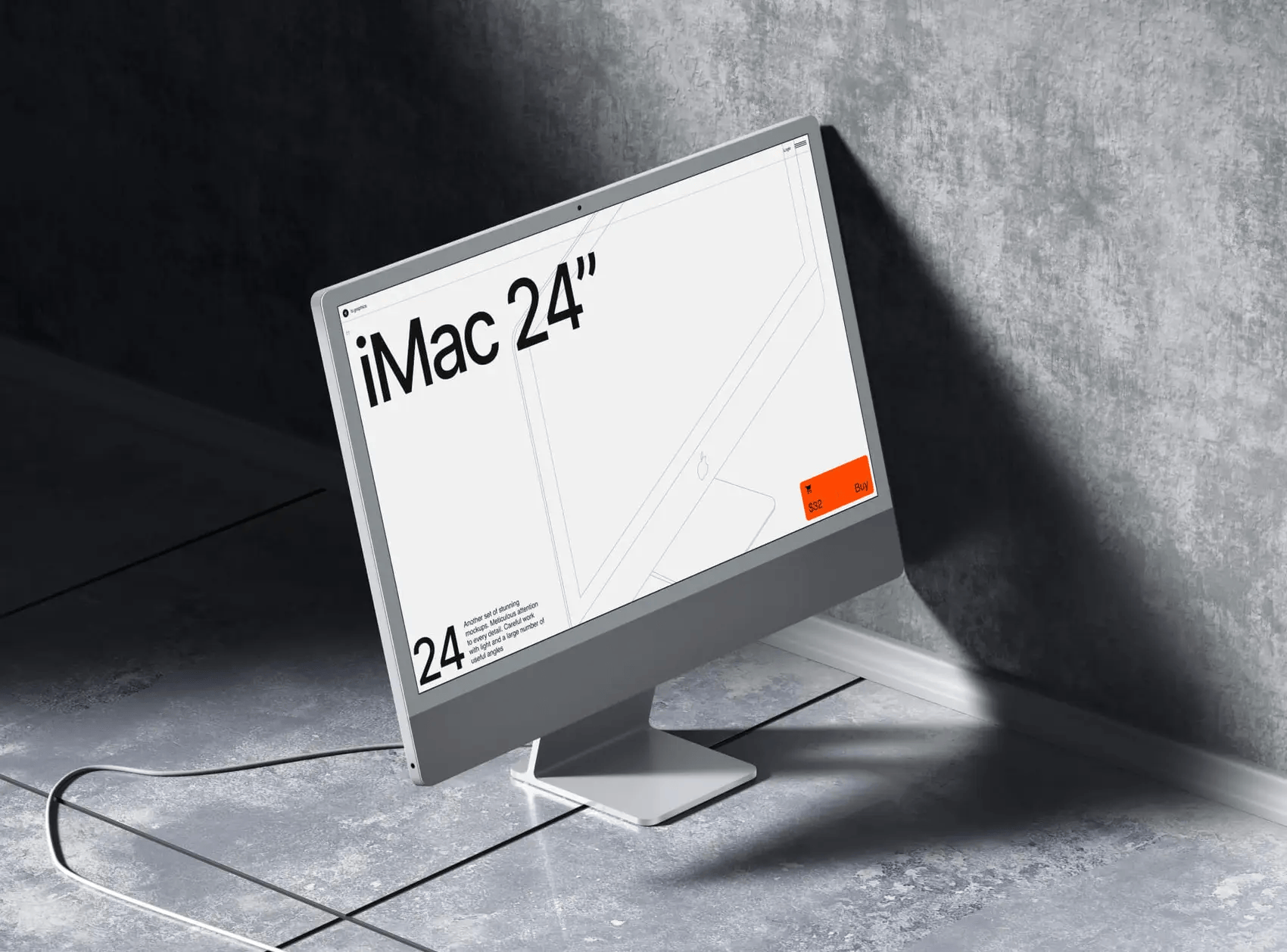 iMac 24样机psd免费素材下载