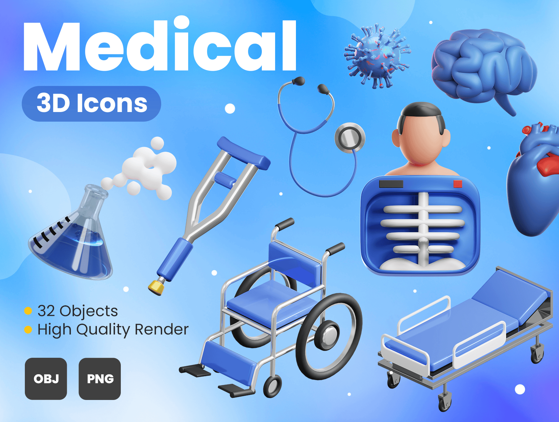 3D Icon 医疗 3D图标素材下载