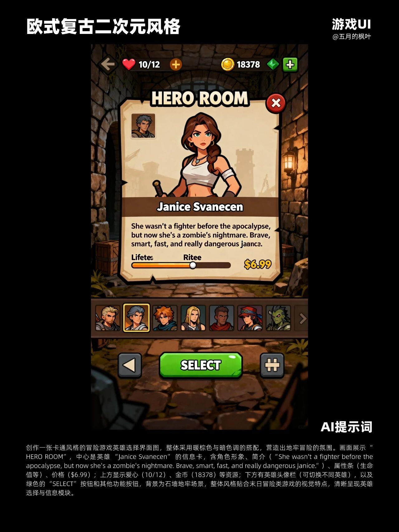 ai生成复古二次元游戏UI✨