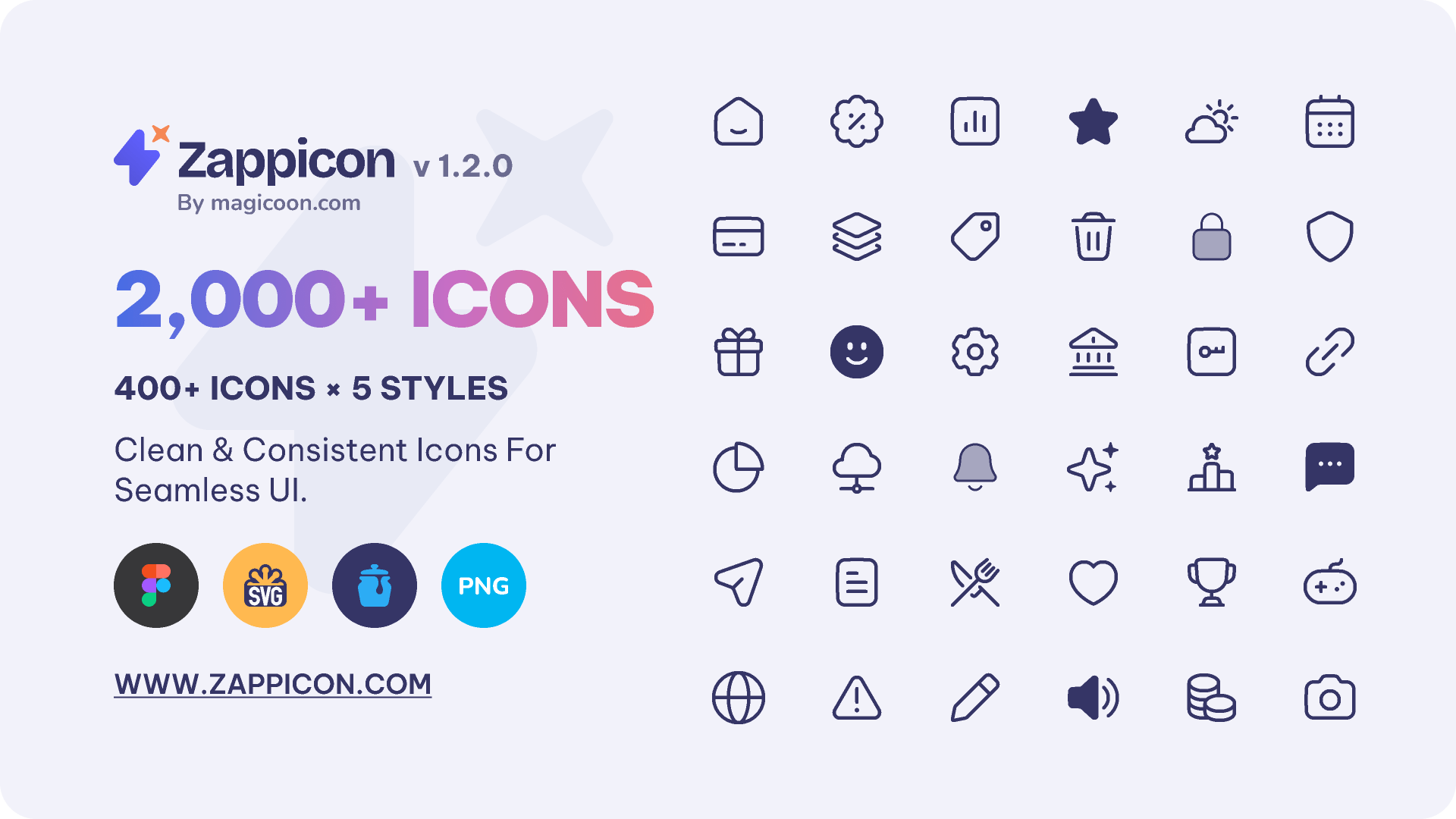 Zappicon v1.2 免费 UI 图标集发布:高质量统一风格图标,助力界面设计效率提升