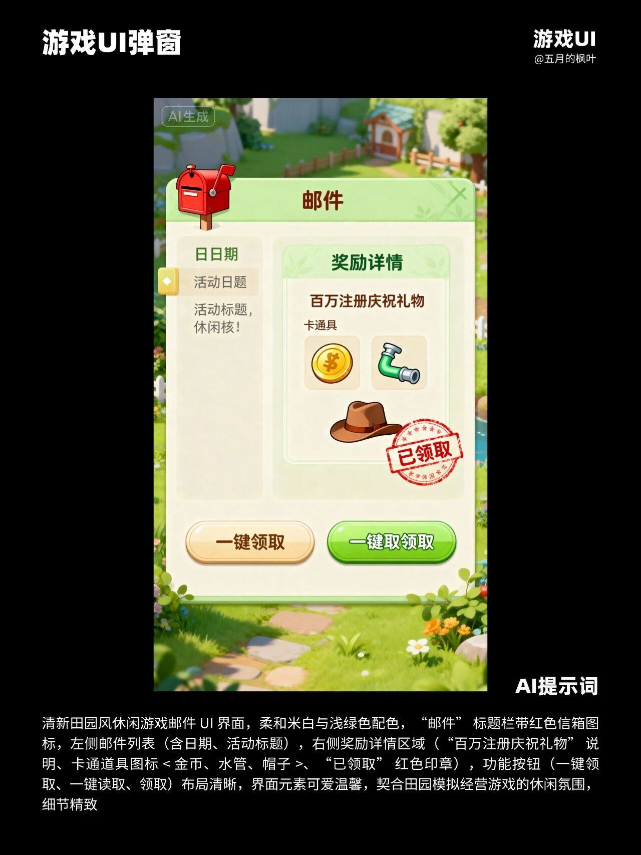 AI生成邮件游戏UI