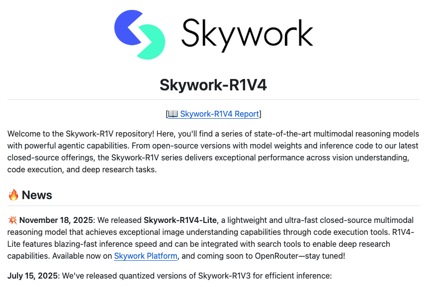 昆仑万维发布轻量级多模态智能体 Skywork R1V4-Lite：开启智能交互新阶段