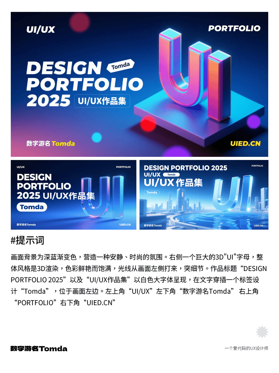 UI作品集封面AI提示词