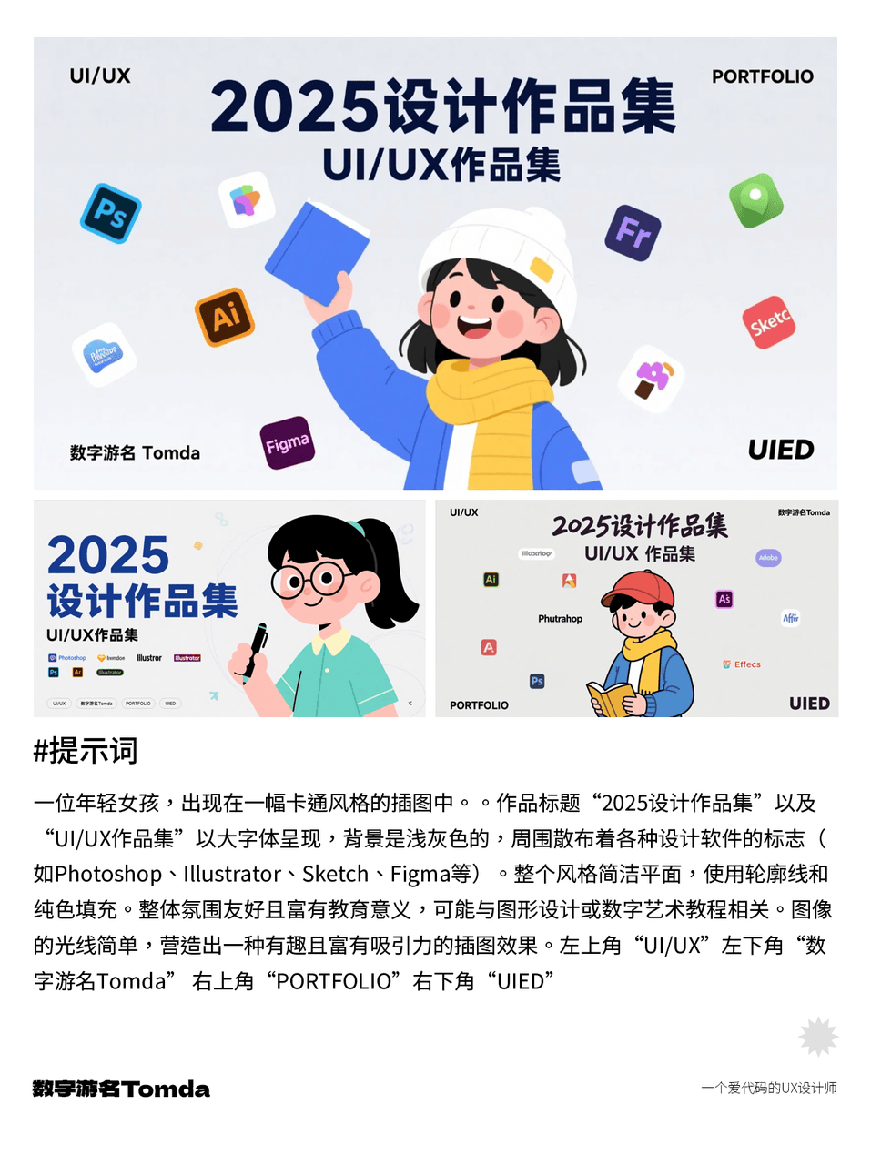 2025设计作品集封面AI提示词