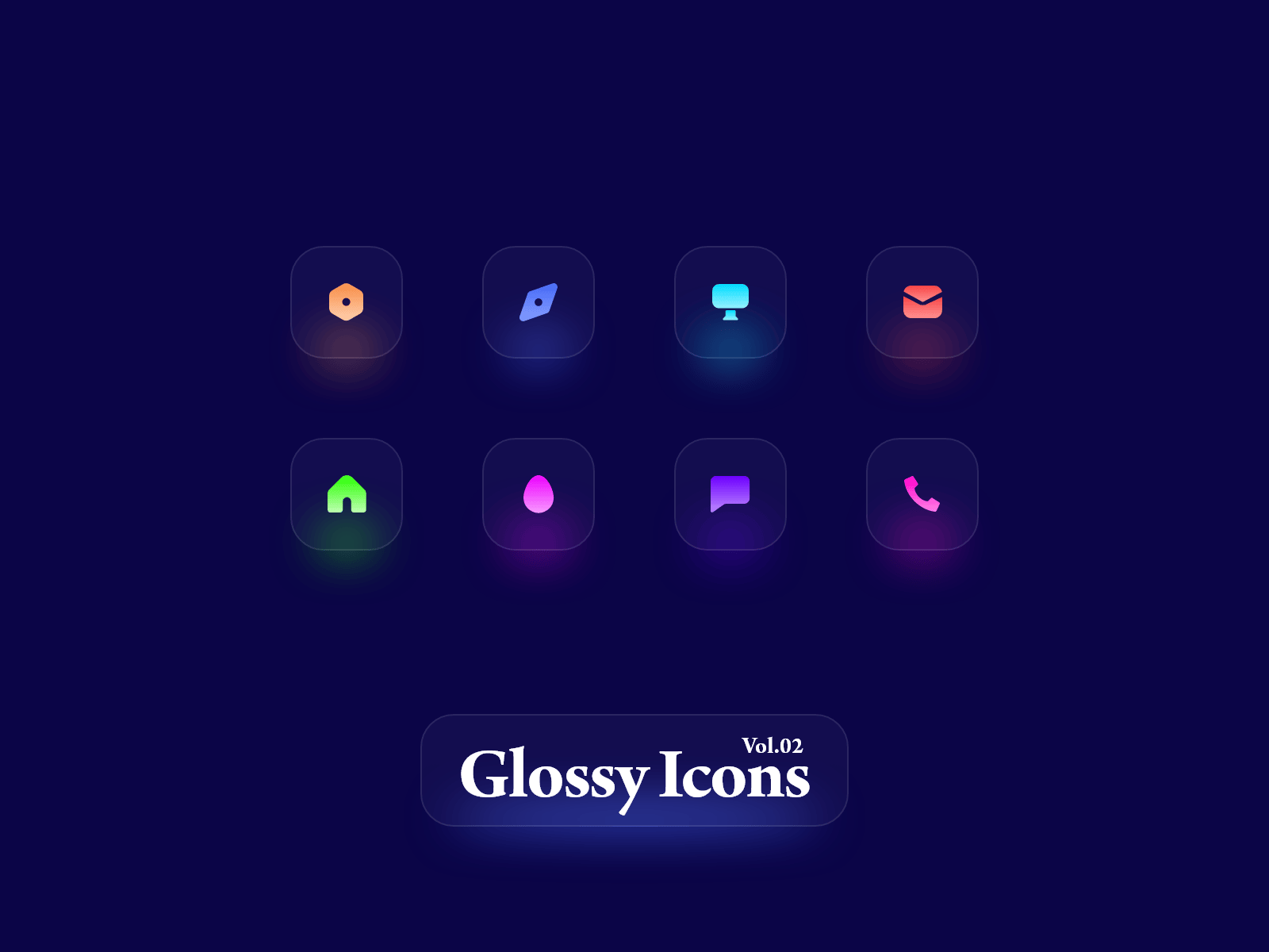Glossy Icons 玻璃发光图标xd免费素材下载