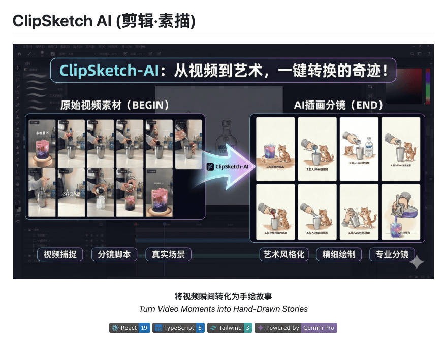 B站小红书视频一键变手绘分镜神器！ClipSketch AI助力短视频创作者高效出片