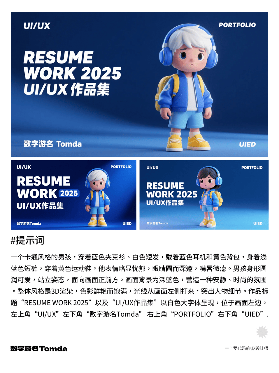 作品集封面提示词