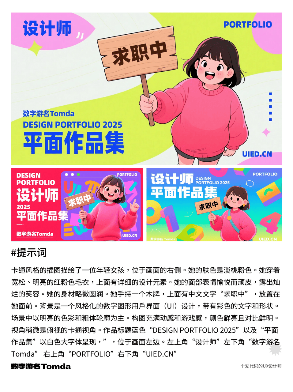 平面作品集AI封面提示词
