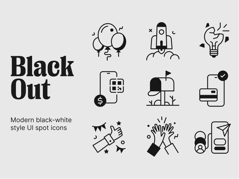 Black Out 现代风格单色图标figma免费素材下载