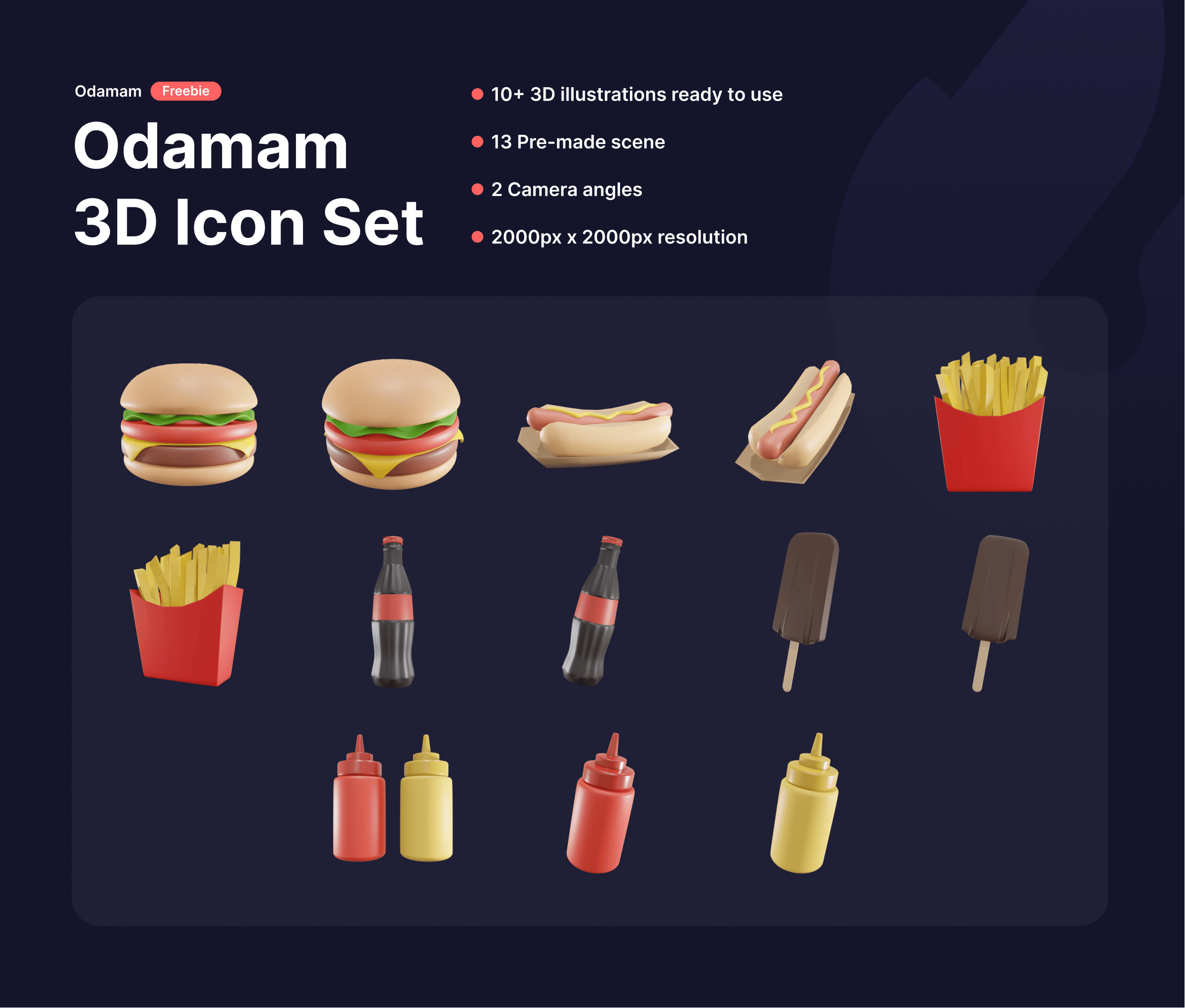 Odamam 3D美食图标figma免费素材下载