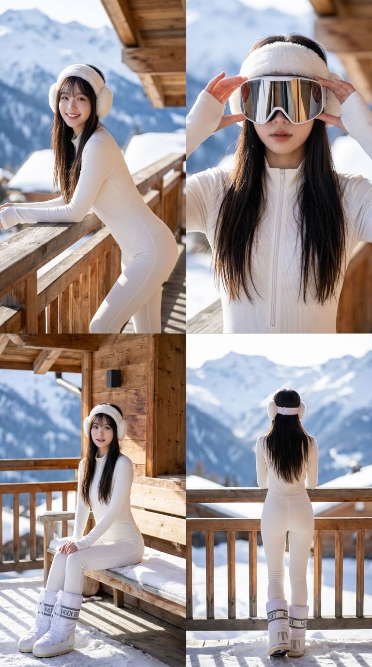 奢华滑雪网红拼贴画AI提示词