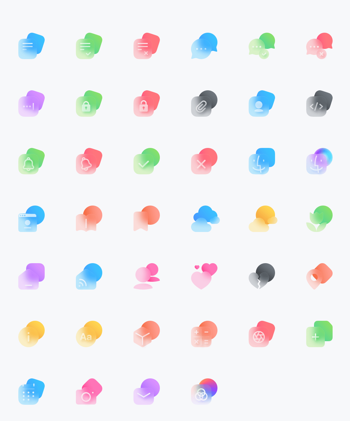 Glossy Icons磨砂玻璃效果图标集figma免费素材下载