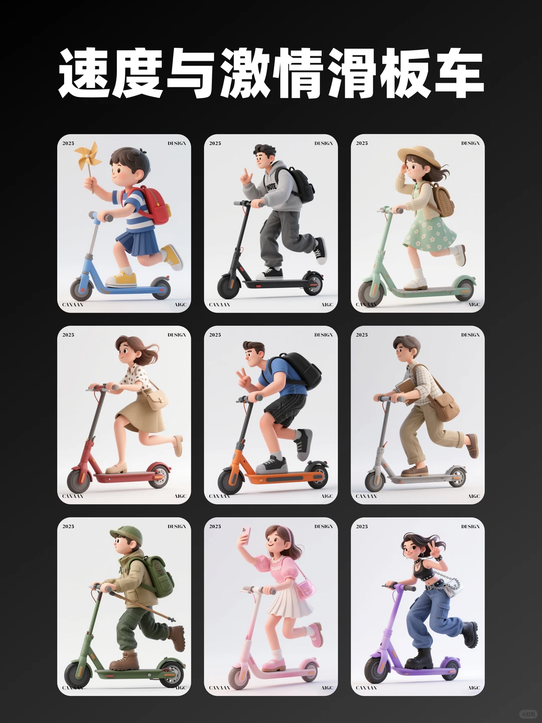 3D卡通滑板车