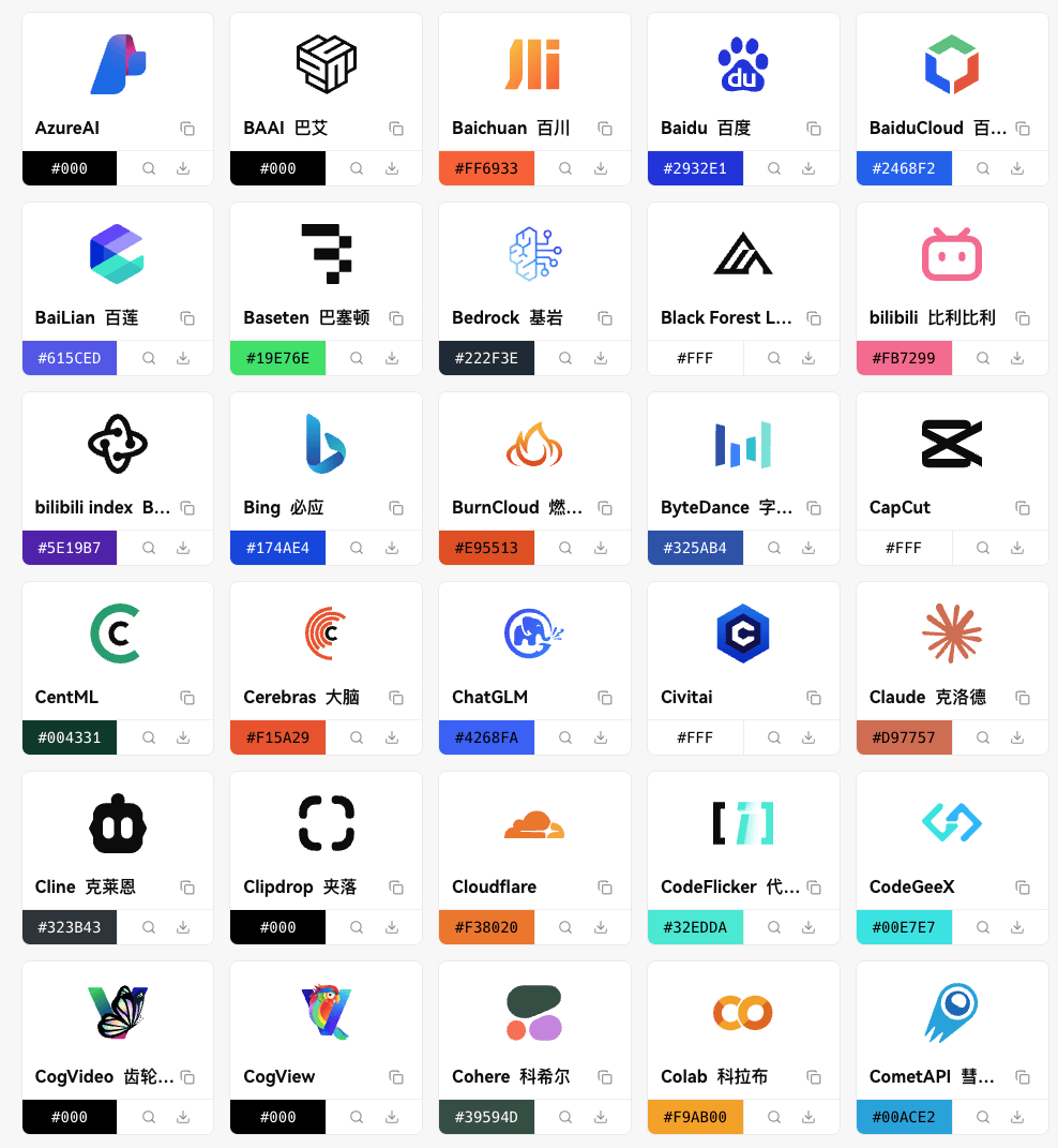 AI 品牌标志资源：人工智能 SVG 图标合集，免费下载高质量 AI 品牌 Logo