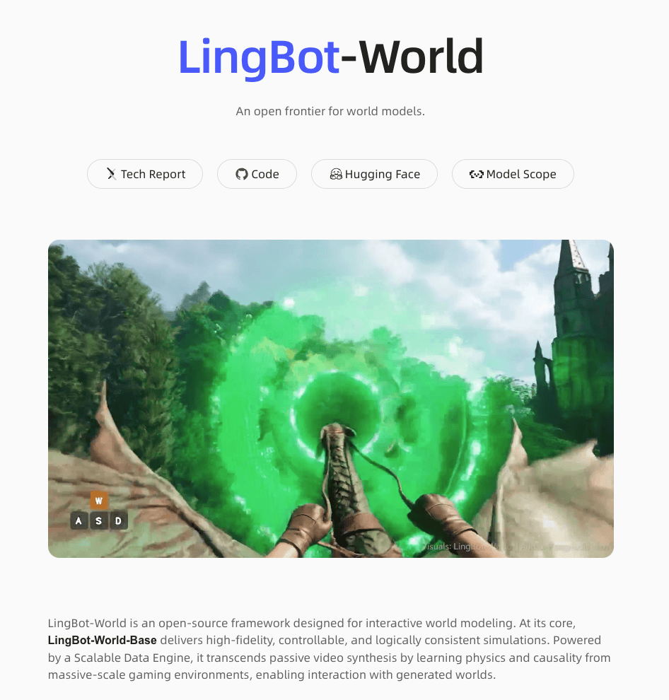蚂蚁灵波开源世界模型 LingBot-World：高保真高动态的实时交互数字环境